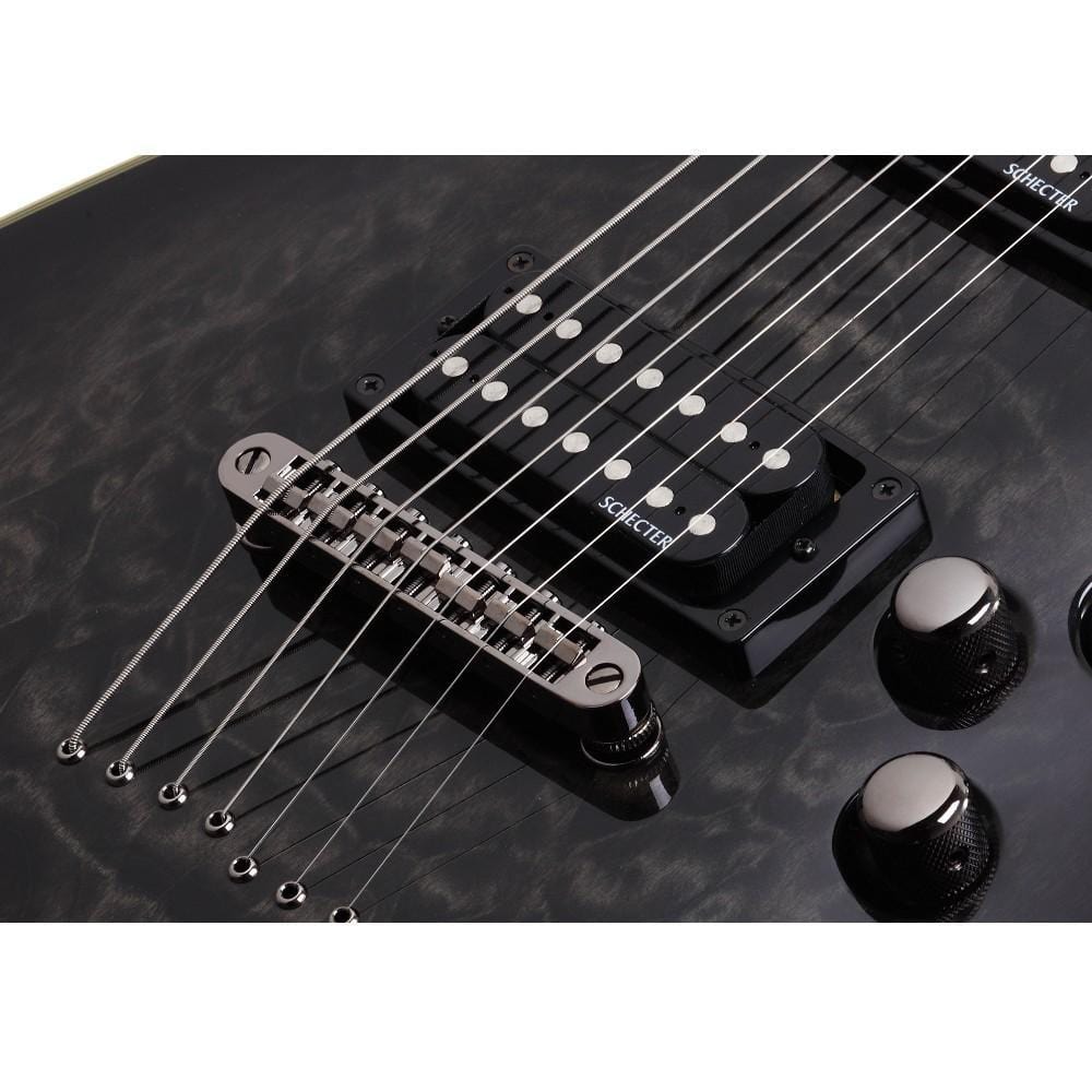 schecter electric guitars schecter omen extreme 7 electric guitar - see thru black