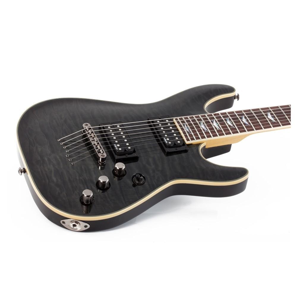 schecter electric guitars schecter omen extreme 7 electric guitar - see thru black