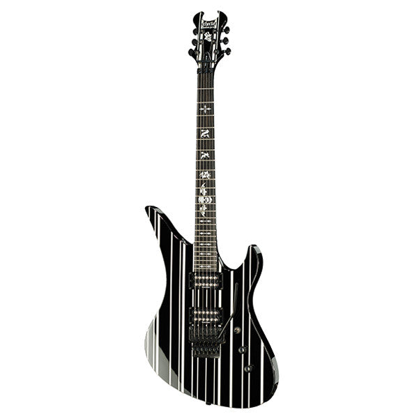 schecter electric guitars schecter synyster custom avenger electric guitar - gloss black with silver stripes