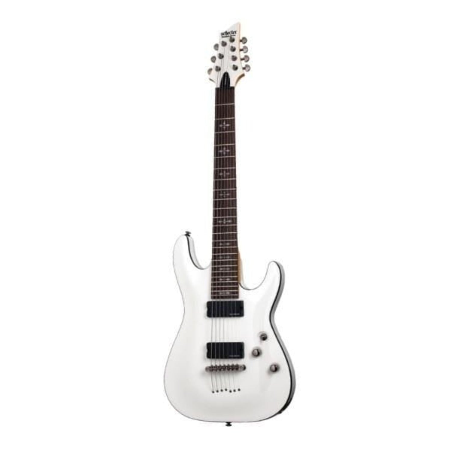 schecter electric guitars vintage white schecter demon 7 string electric guitar #color_vintage-white