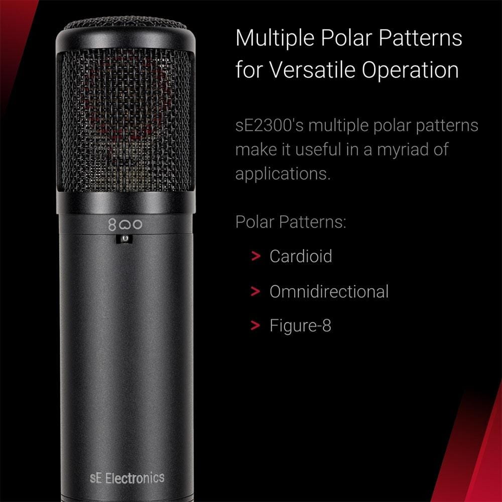 se electronics condenser microphones se electronics se2300 studio condenser microphone with switchable polar patterns and isolation pack