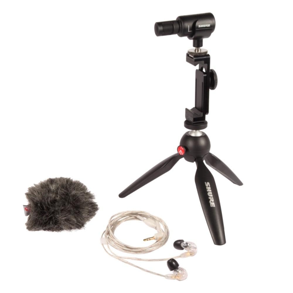 shure condenser microphones shure mv88+ se215 cl portable videography kit- black
