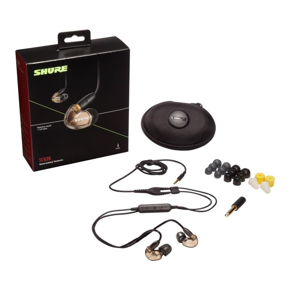 shure earphones shure se535 sound isolating earphones - bronze