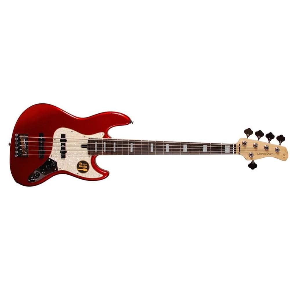 sire bass guitars bright metalic red sire marcus miller v7 alder 5-string bass guitar #color_bright-metalic-red