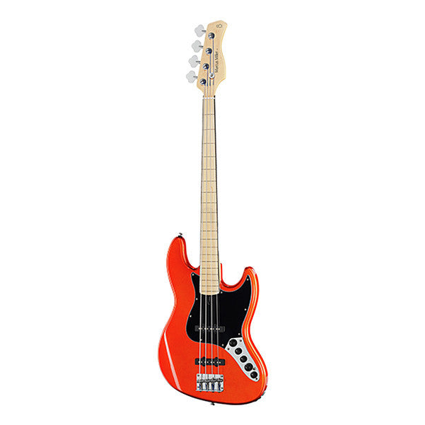 sire bass guitars bright metallic red sire marcus miller v7 4-string vintage alder fretless bass guitar #color_bright-metallic-red