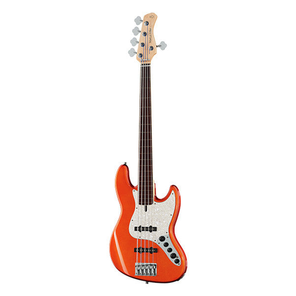 sire bass guitars bright metallic red sire marcus miller v7 5-string alder fretless bass guitar #color_bright-metallic-red