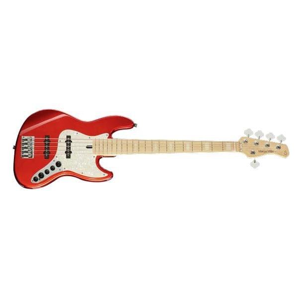 sire bass guitars bright metallic red sire marcus miller v7 swamp ash 5-string bass guitar #color_bright-metallic-red
