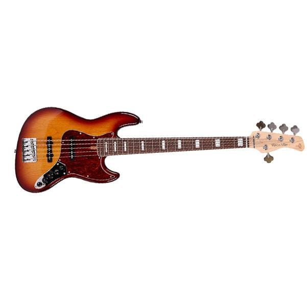 sire bass guitars tobacco sunburst sire marcus miller v7 alder 5-string bass guitar #color_tobacco-sunburst