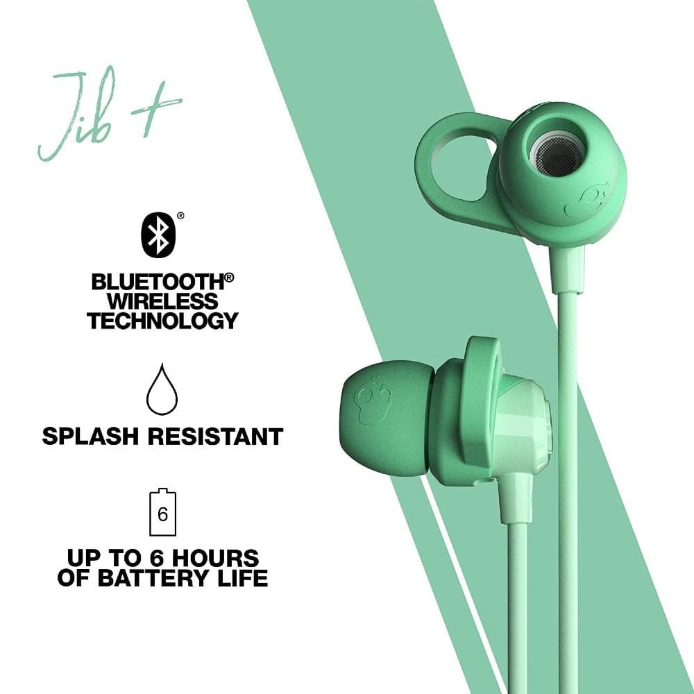skullcandy in-ear neckband headphones skullcandy jib plus wireless in-ear earphone with mic - black #color_pure-mint