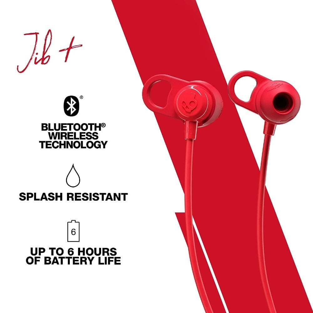 skullcandy in-ear neckband headphones skullcandy jib plus wireless in-ear earphone with mic - black #color_red-black