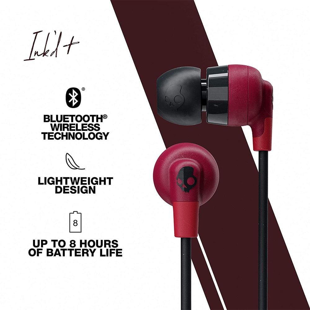skullcandy in-ear wired headphones skullcandy inkd plus wireless in-ear earphone with mic #color_moab-red-black