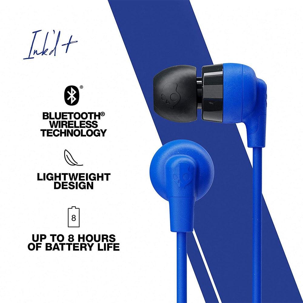 skullcandy in-ear wired headphones skullcandy inkd plus wireless in-ear earphone with mic #color_cobalt-blue