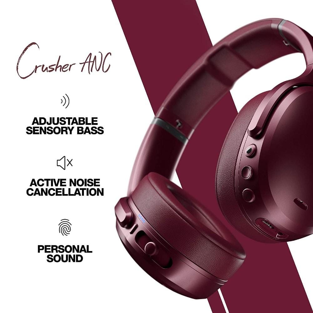 skullcandy over-ear wireless headphones skullcandy crusher active noise cancellation over-ear wireless headphone - black #color_moab-red-black