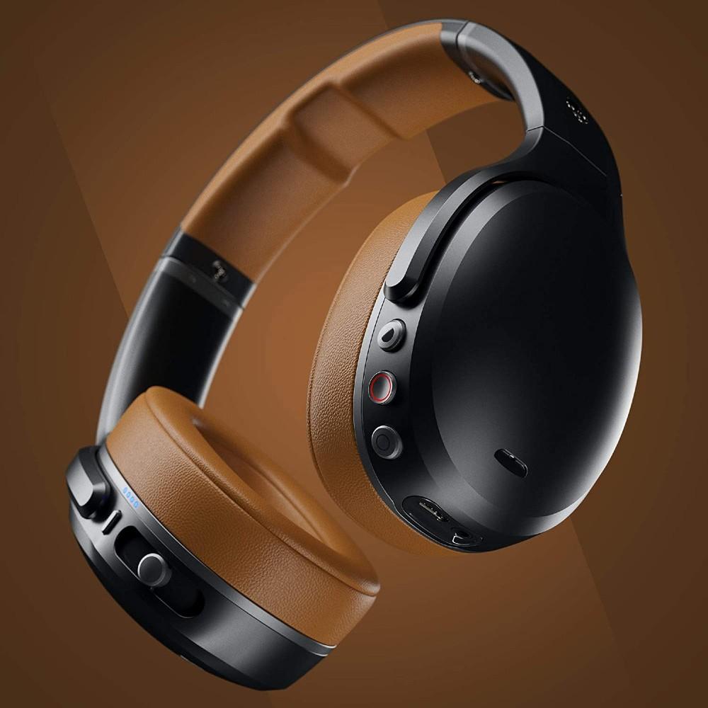 skullcandy over-ear wireless headphones skullcandy crusher active noise cancellation over-ear wireless headphone - black #color_tan-black