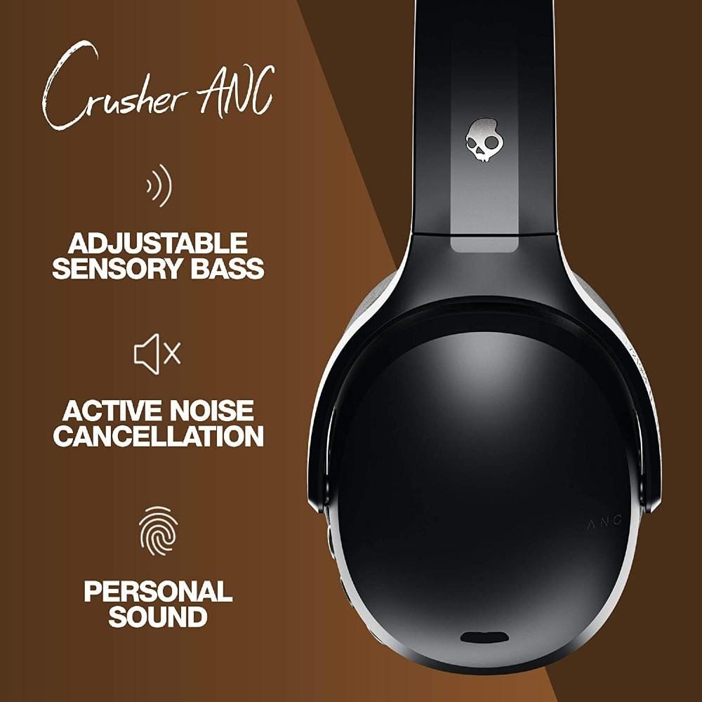 skullcandy over-ear wireless headphones skullcandy crusher active noise cancellation over-ear wireless headphone - black #color_tan-black