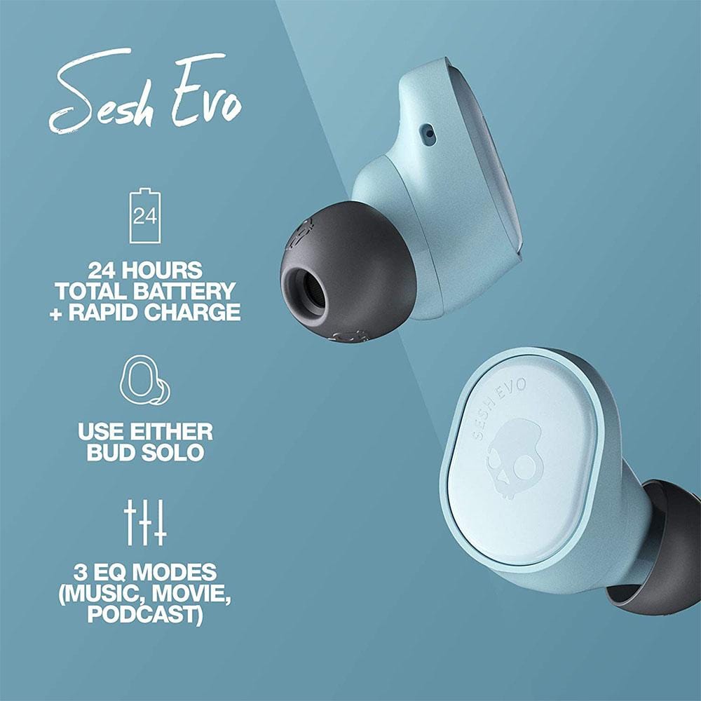 skullcandy true wireless in-ear headphones skullcandy sesh evo in-ear true wireless earbud - black