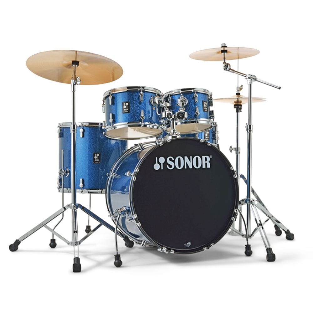 sonor acoustic drum kits blue ocean sparkle sonor aqx stage set 5 piece acoustic drumkit with hardware and cymbals