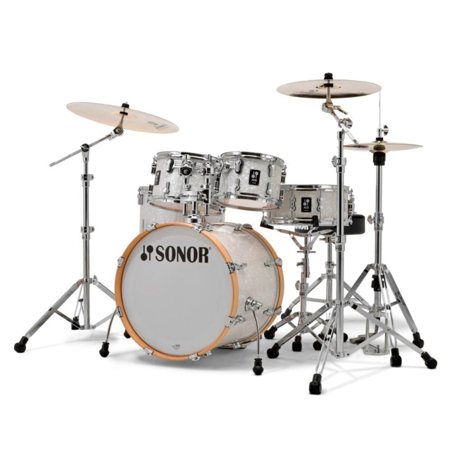 Sonor Acoustic Drum Kits White Pearl Sonor AQ2 Studio Set 5 Piece Acoustic Drumkit