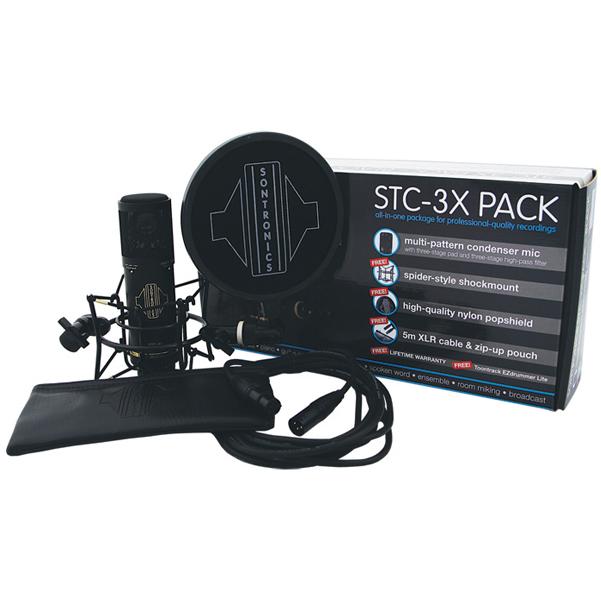 sontronics condenser microphones black sontronics stc-3x 3 pattern large diaphragm condenser mic pack