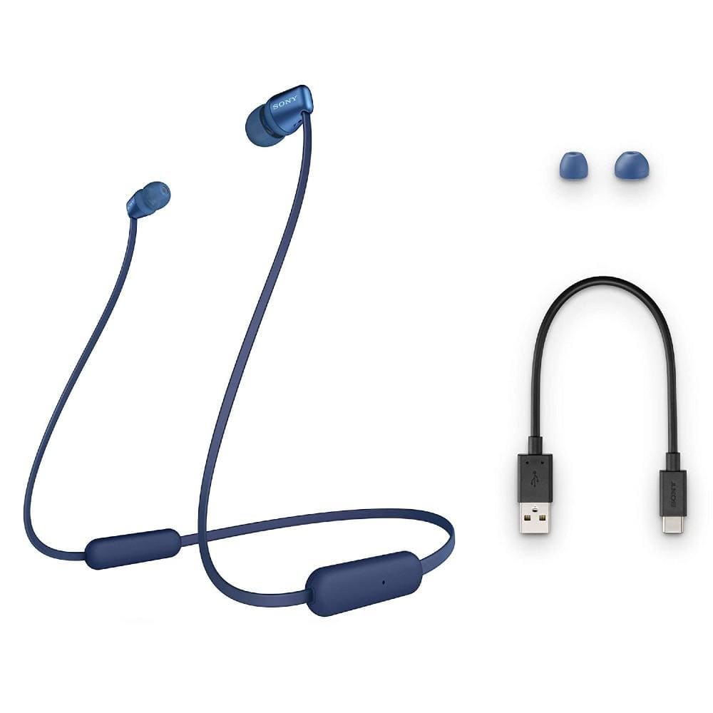 sony in-ear neckband headphones sony wi-c310 wireless noise cancelling in-ear headphone #color_blue