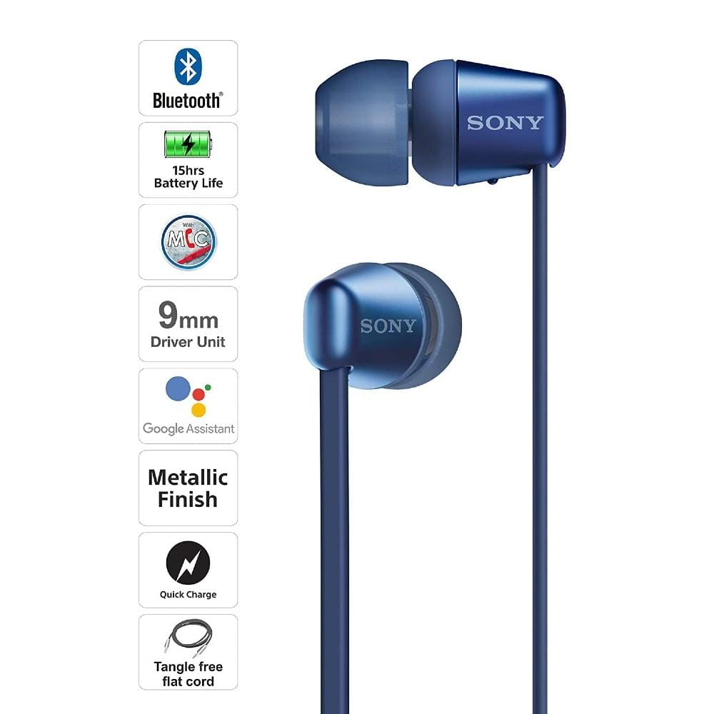 sony in-ear neckband headphones sony wi-c310 wireless noise cancelling in-ear headphone #color_blue