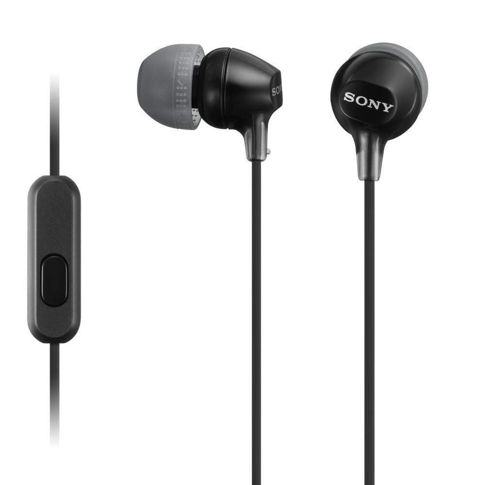sony in-ear wired headphones black sony mdrex15ap bce lightweight in-ear wired headphones with mic