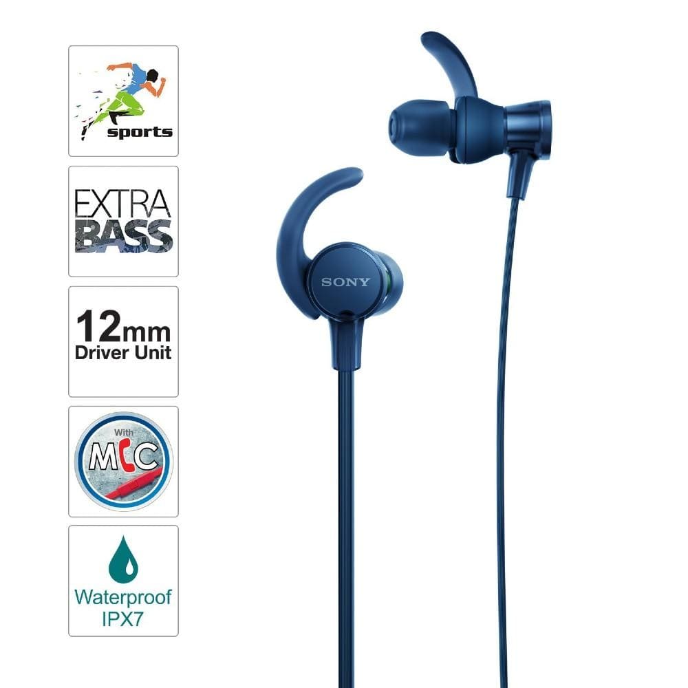sony in-ear wired headphones sony mdr xb510as sports splashproof in-ear wired headphone #color_blue