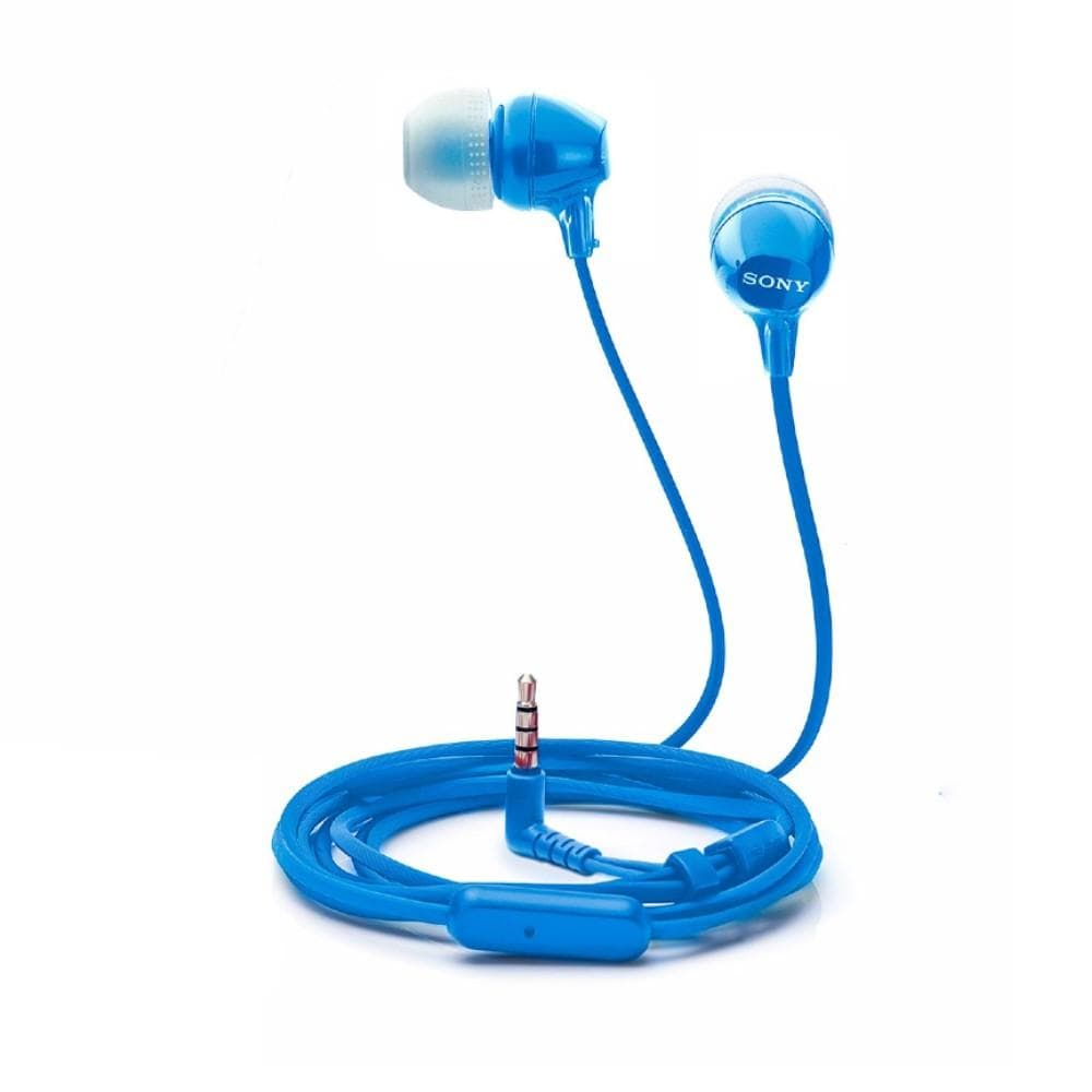 sony in-ear wired headphones sony mdrex15ap bce lightweight in-ear wired headphones with mic #color_blue