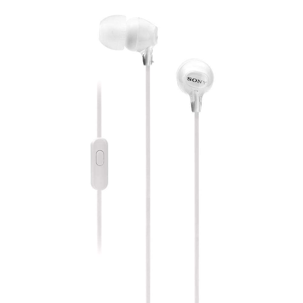sony in-ear wired headphones white sony mdrex15ap bce lightweight in-ear wired headphones with mic #color_white