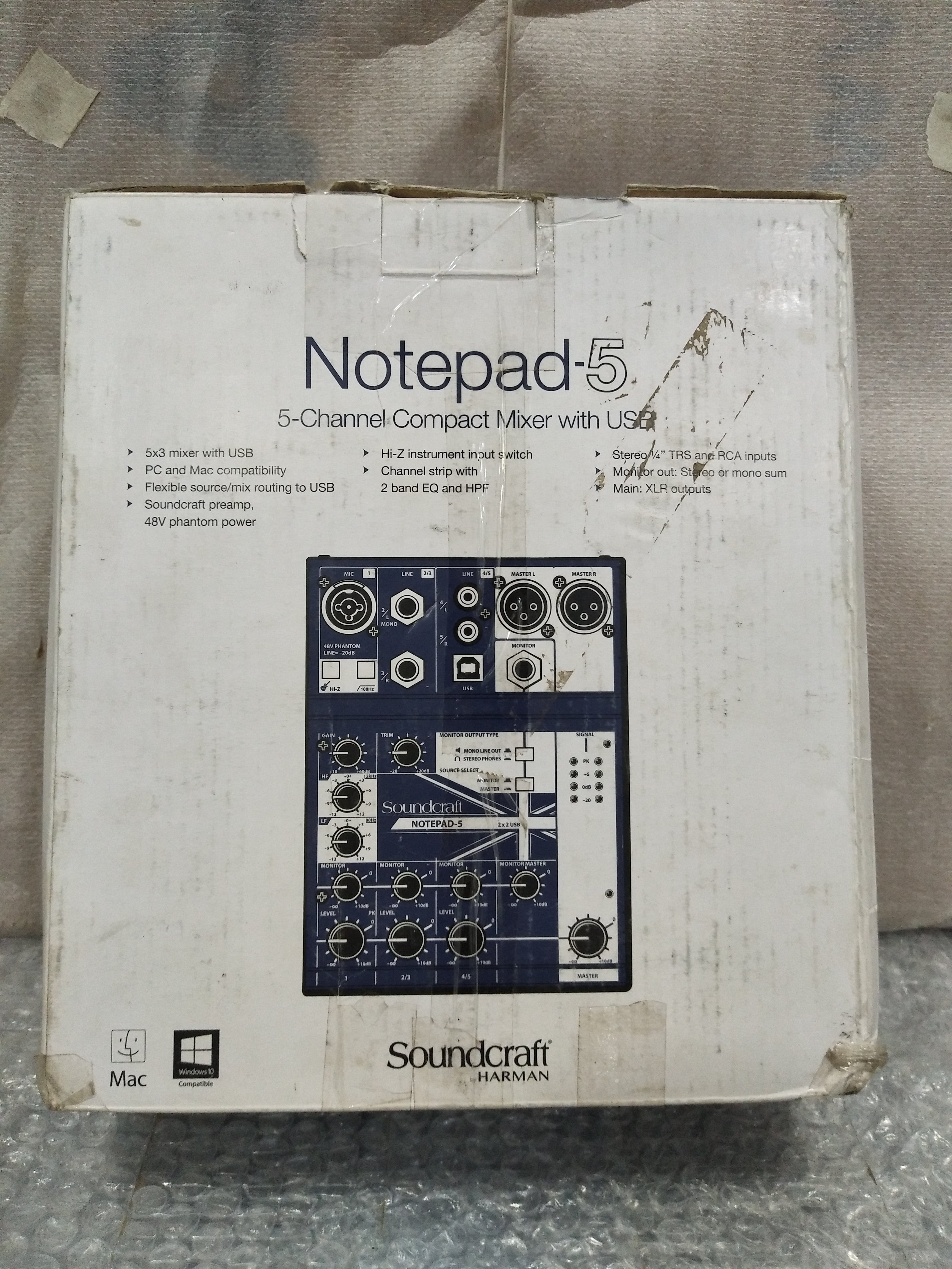 soundcraft analog mixers soundcraft notepad 5 5 channel desktop analog mixer with usb - open box