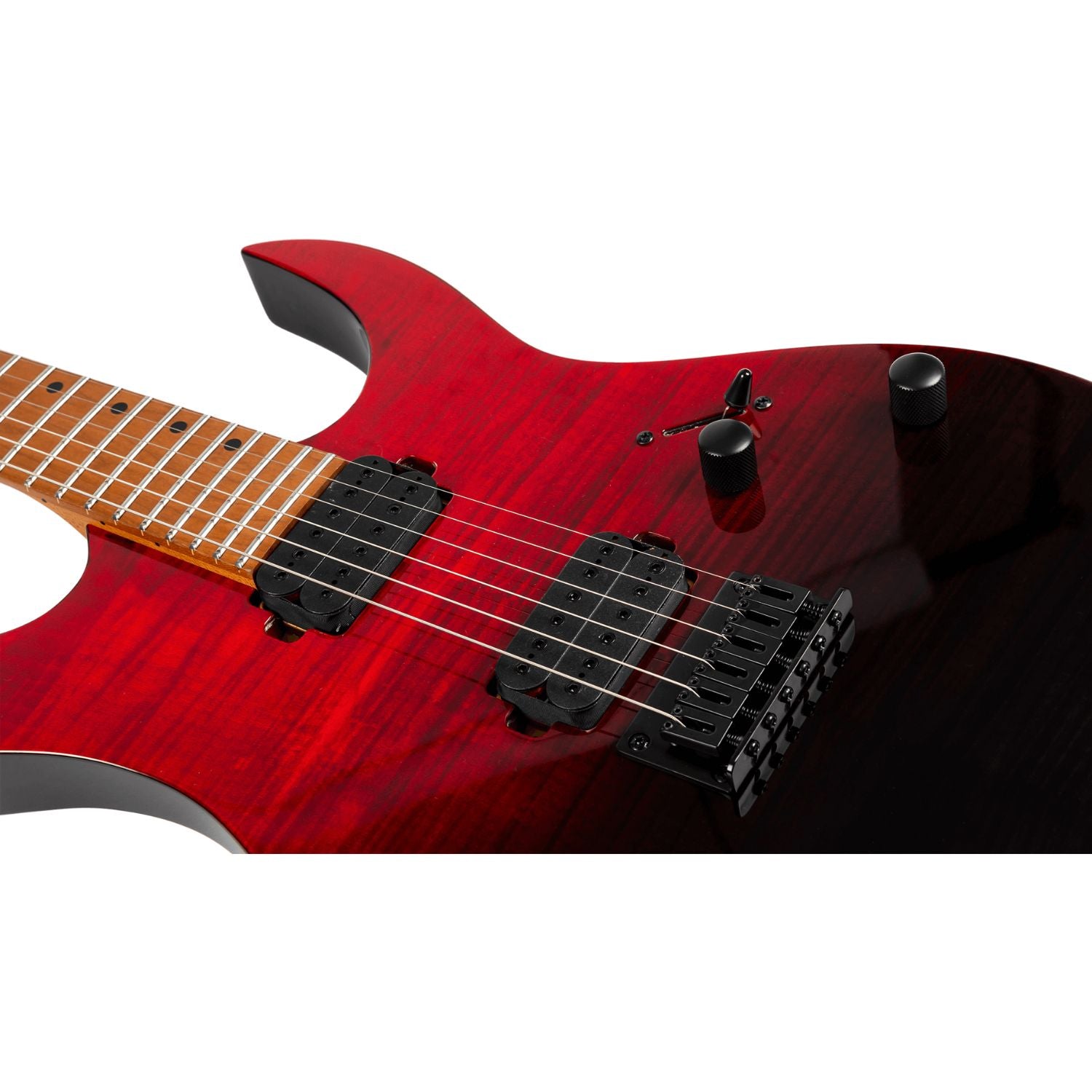 Spire Electric Guitars Spira S-450 High Performance Rock Weapon for Faster Playing 6 String Electric Guitar #color_trans-red/black-gloss