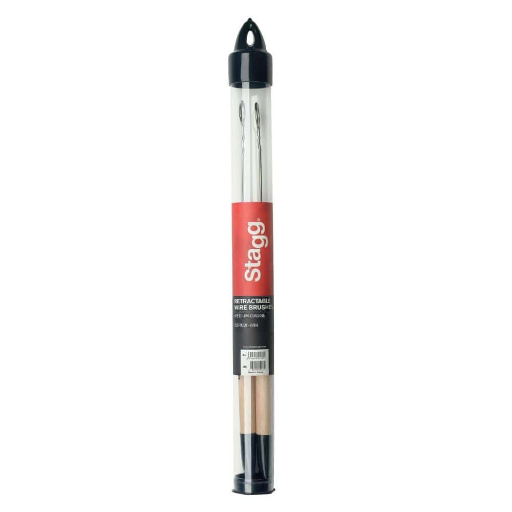 stagg drumsticks stagg sbru20-wm telescopic wire brushes with wooden handle