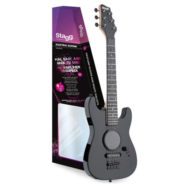 stagg electric guitars stagg junior electric guitar with built in amplification - black