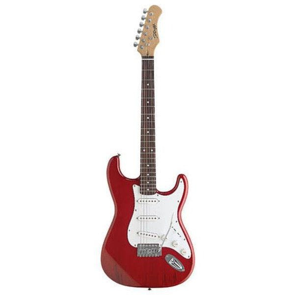 stagg electric guitars transparent red stagg s300 standard style electric guitar