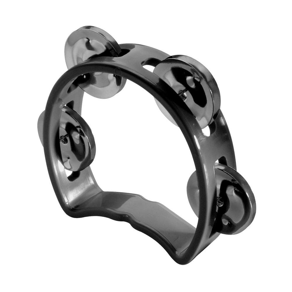 stagg hand percussions black stagg tab-mini plastic cutaway mini tambourine with 4 jingles