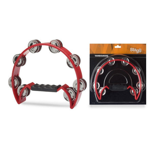 stagg hand percussions stagg tab-2 cutaway tambourine - red