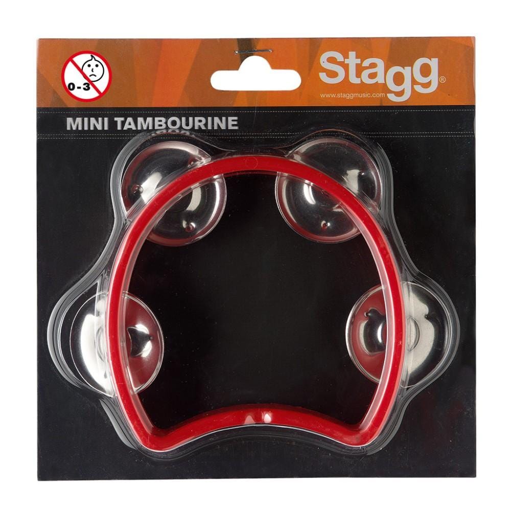stagg hand percussions stagg tab-mini plastic cutaway mini tambourine with 4 jingles #color_red