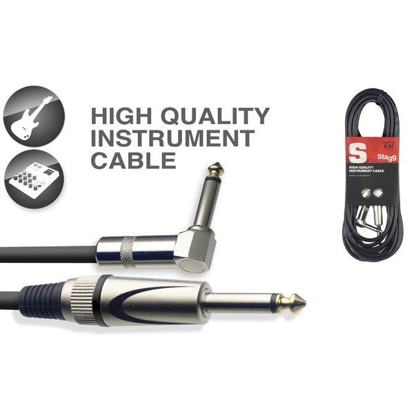 stagg instrument cables stagg sgc6pl dl deluxe instrument cable with lifetime warranty - 6 metres