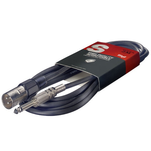 stagg microphone cables stagg sac3pxm dl deluxe xlr male to jack cable with lifetime warranty - 3 metres