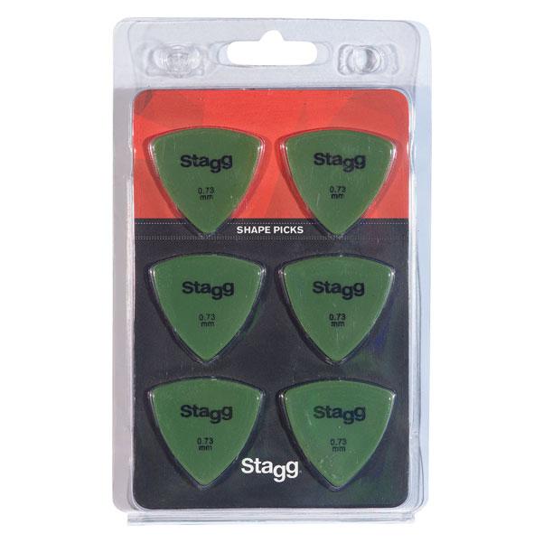Stagg Picks 0.73 MM Green Stagg Triangular Picks - Pack of 6
