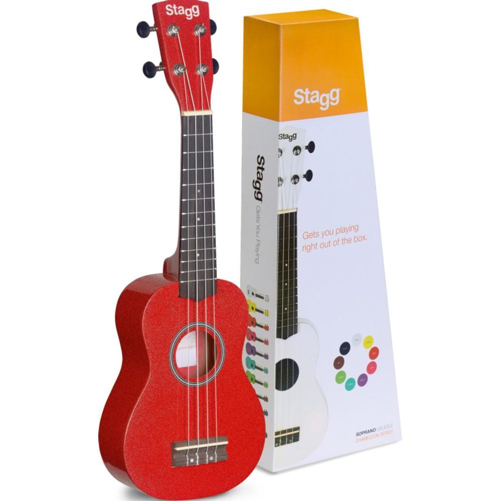 stagg soprano ukuleles red stagg us soprano ukulele with bag #color_red