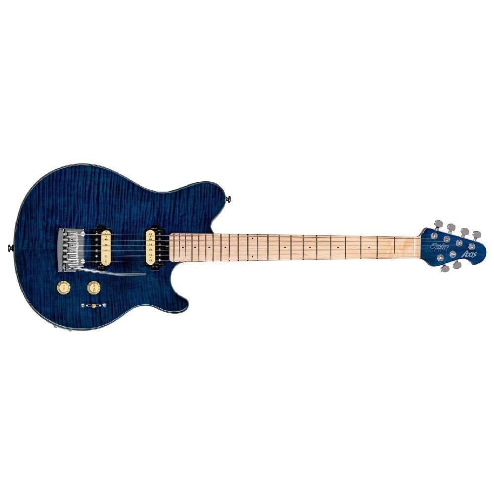 sterling by music man electric guitars neptune blue sterling by music man ax3fm axis flame maple top electric guitar