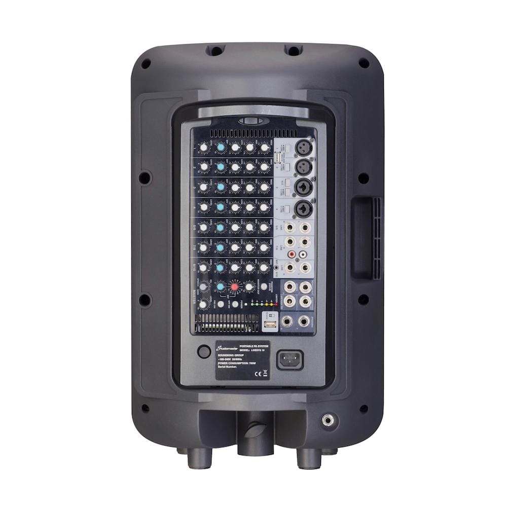 studiomaster portable pa systems studiomaster livesys 10 2x10 inch two way active portable pa system