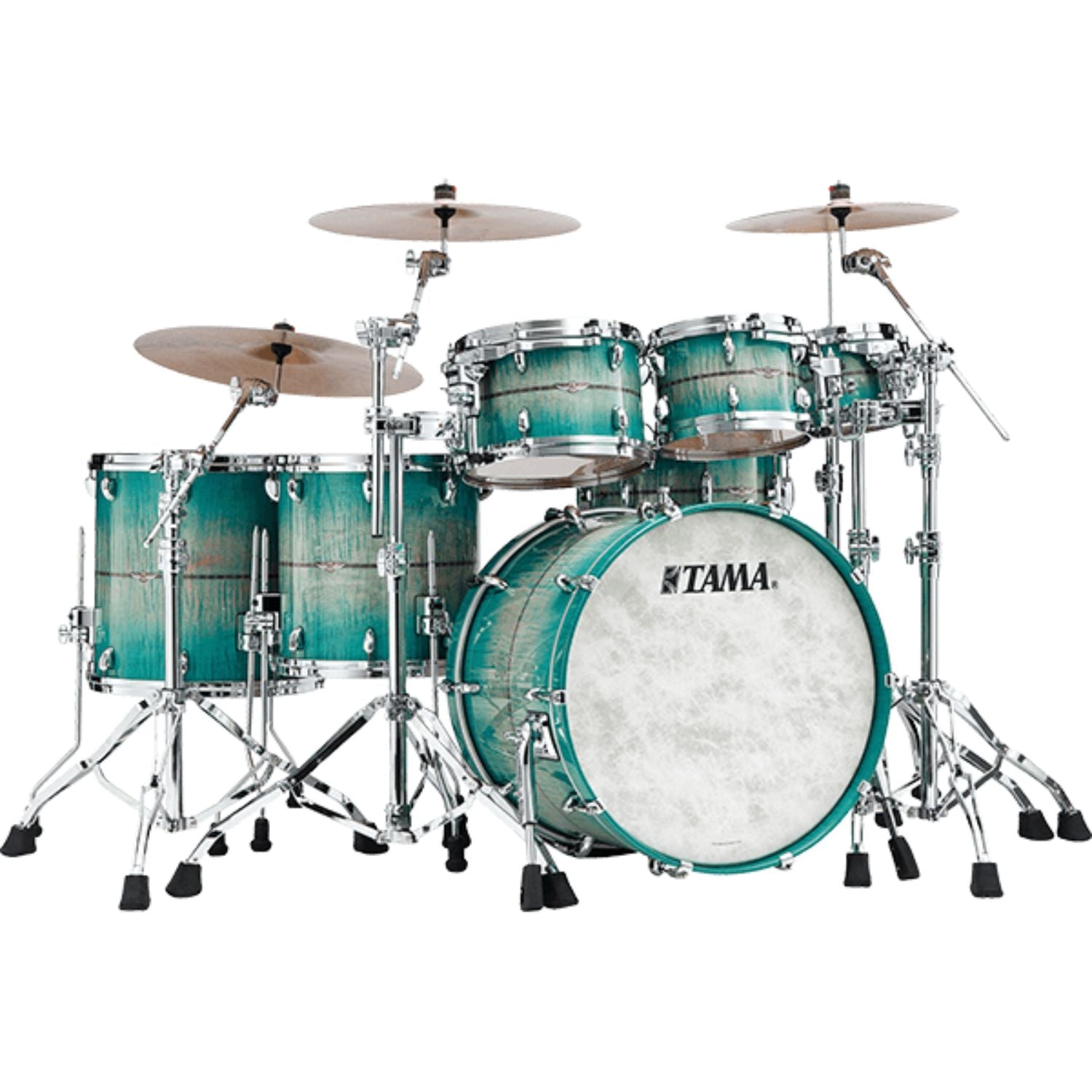 Tama Acoustic Drum Kits Emerald Sea Curly Maple Burst Tama Star Maple 22" 6PC Shell Pack Acoustic Drum Kit