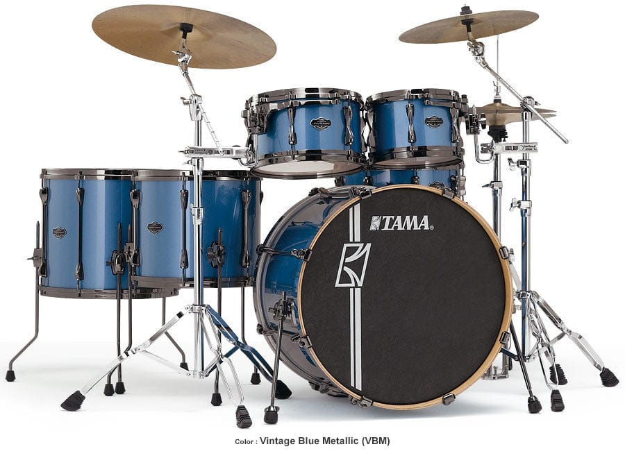 tama acoustic drum kits vintage blue metallic tama superstar hyper-drive maple 6pcs shellpack drumkit