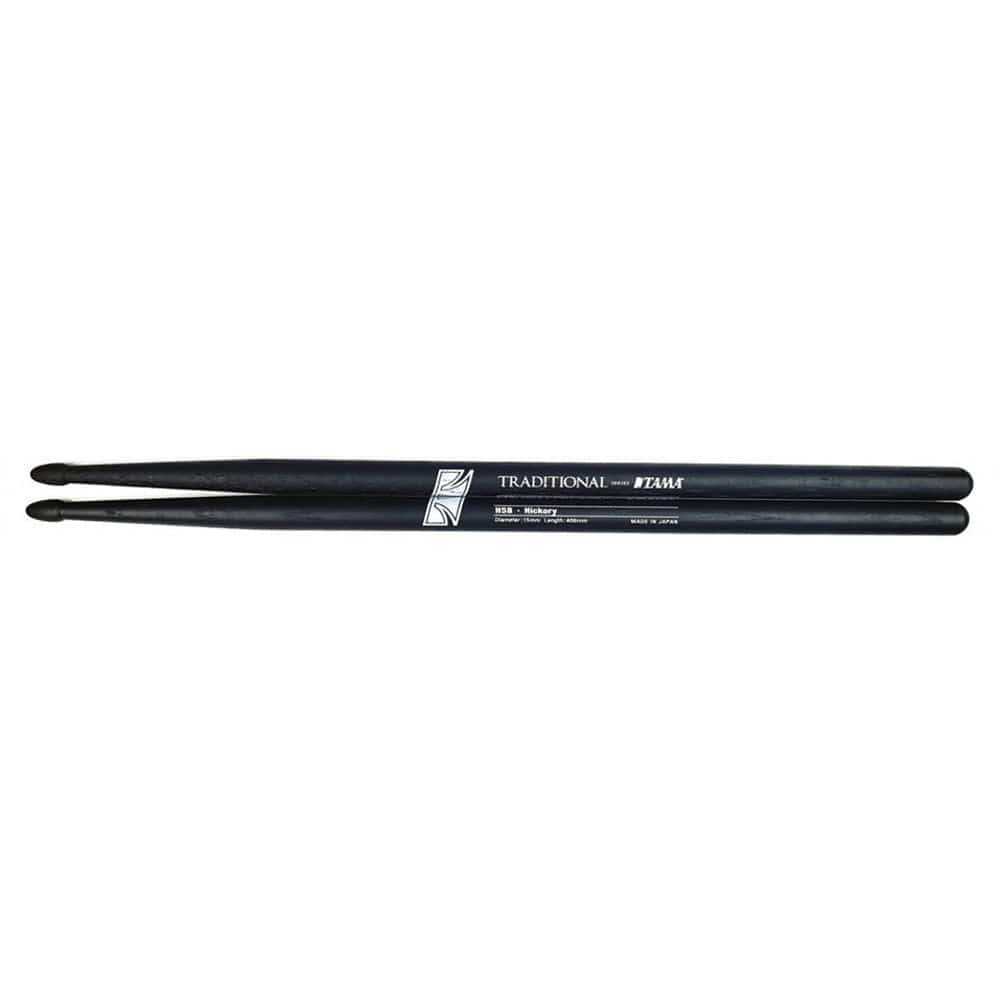 tama drumsticks matte black tama traditional series 5b american hickory drumstick - matte black