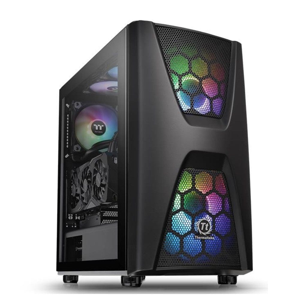 thermaltake pc cabinets thermaltake commander c 34 dual 200mm argb fans tempered glass atx mid tower computer chassis- black