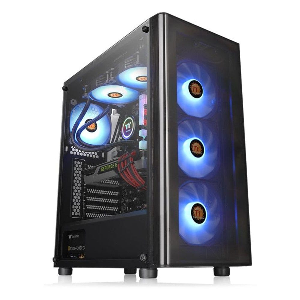 thermaltake pc cabinets thermaltake v200 tempered glass rgb edition mid tower computer chassis