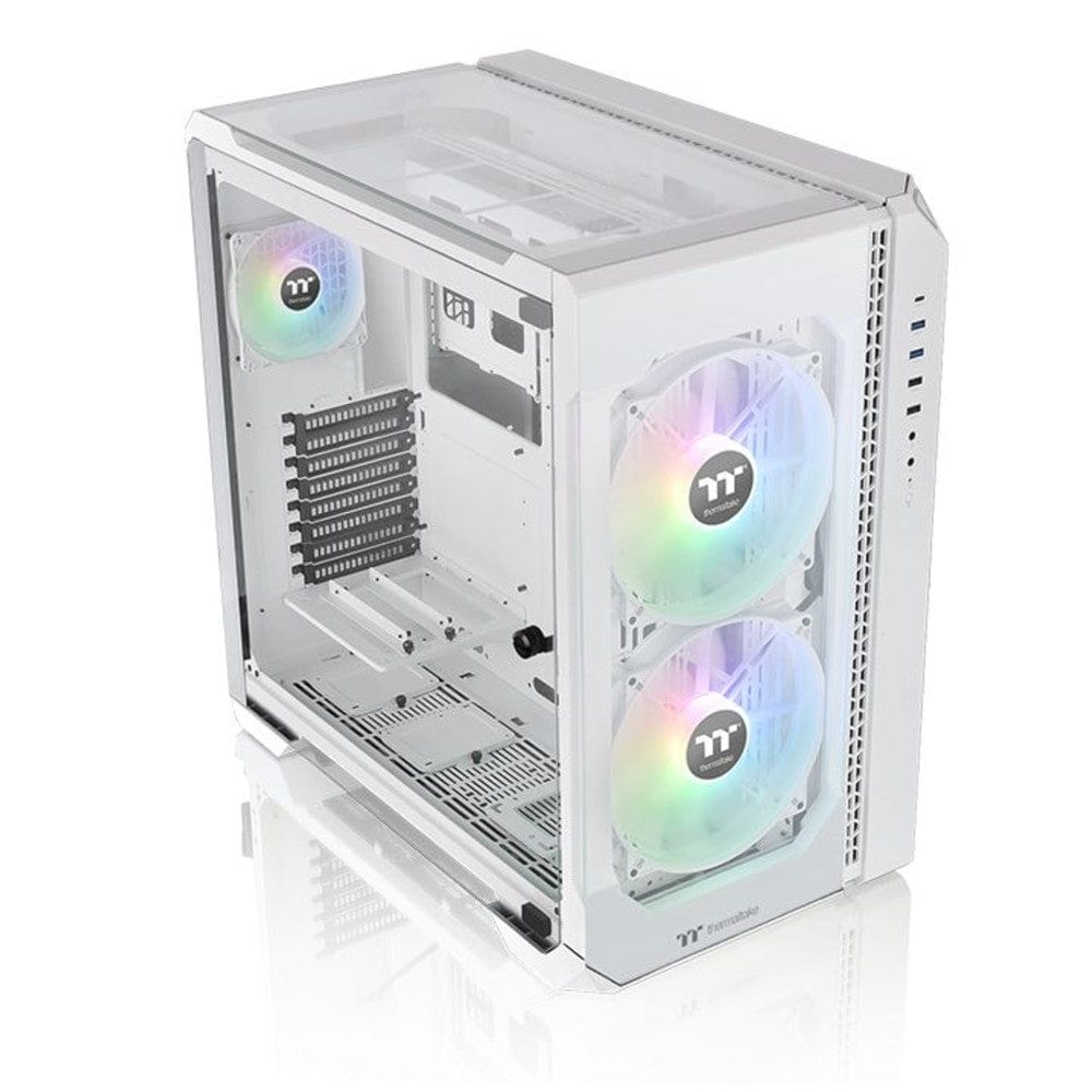 thermaltake pc cabinets thermaltake view 51 tempered glass snow argb edition full tower computer chassis