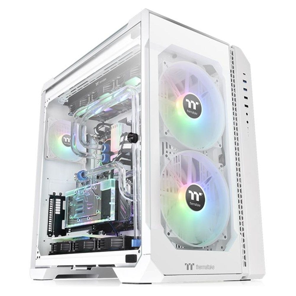 thermaltake pc cabinets thermaltake view 51 tempered glass snow argb edition full tower computer chassis